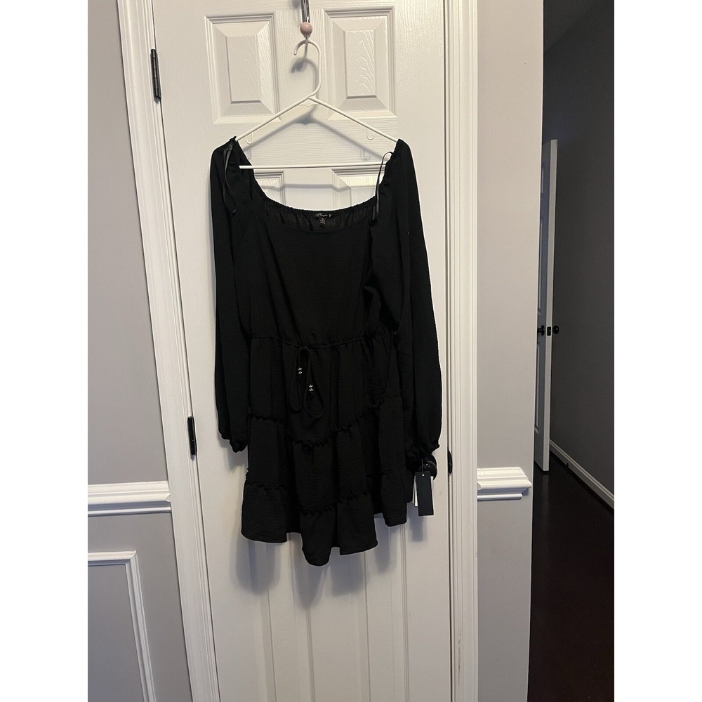NWT City Triangle Juniors Long Sleeve Fit + Flare Black Dress XL. Concert. Beach